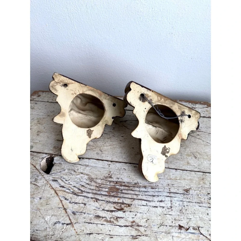 Vintage Pair Plaster Gold Wall Sconces Hollywood Regency Classical Shelf‎